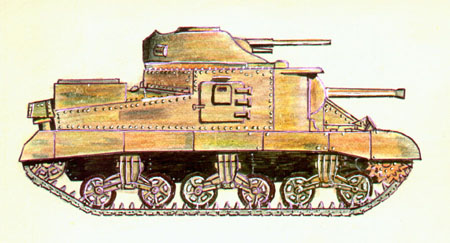 Drawing of an M3 Grant.  Original work by Nick Turner dating from approx. 1970